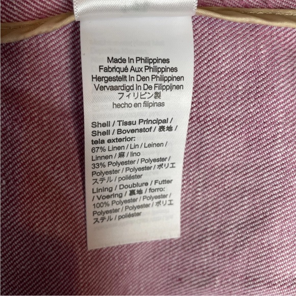 J Crew Bristol Blazer in Pink Herringbone Linen Double-Breasted Jacket Size 6 - Picture 8 of 8